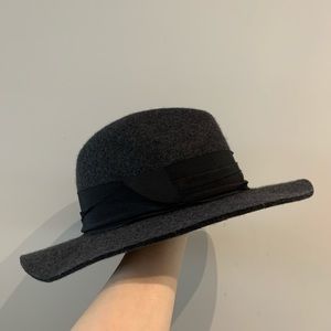 Zara black wool blend felt texture hat